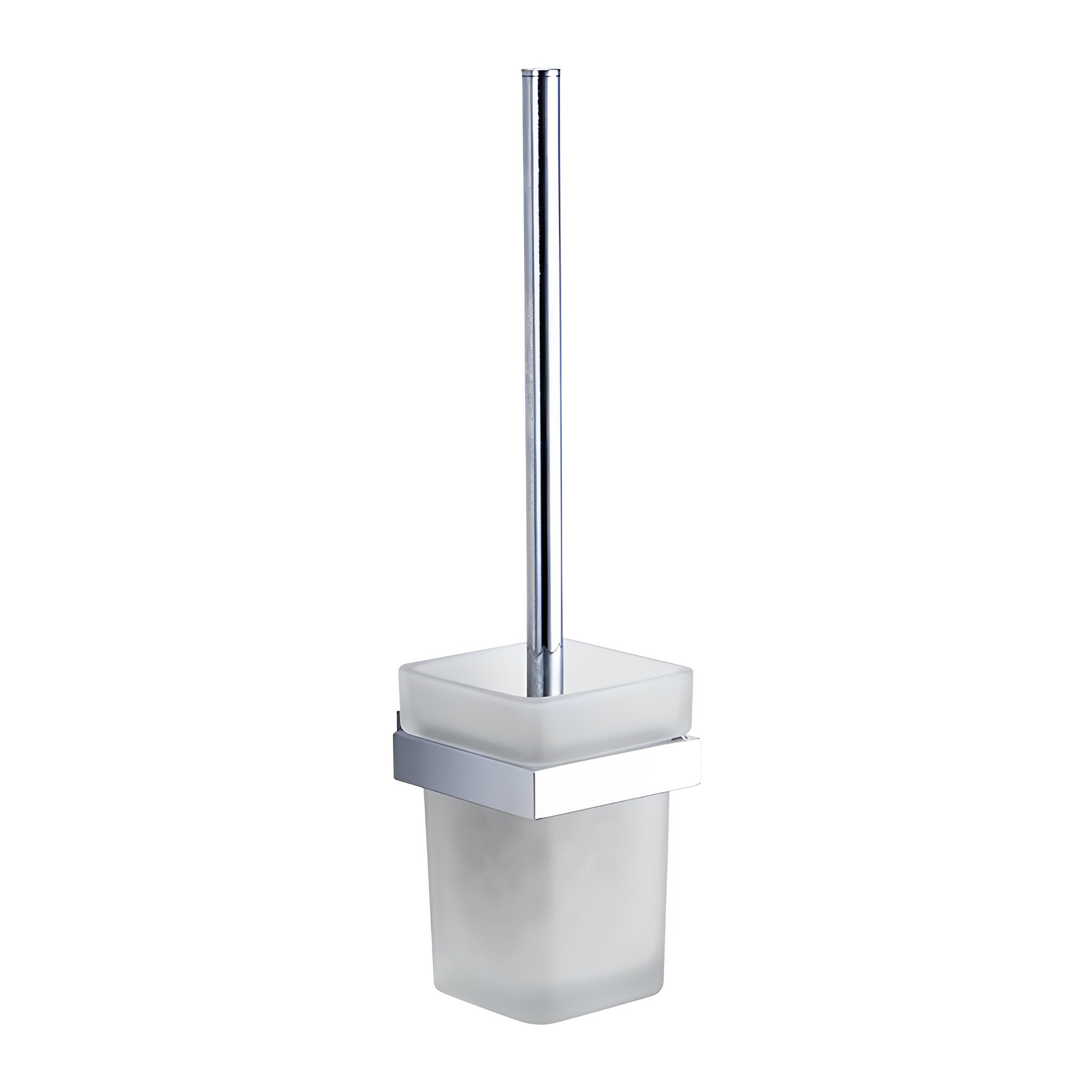 OJ-G1419L suporte de escova de vaso sanitário de latão alça cromada com copos de vidro fosco acessórios de banheiro de latão