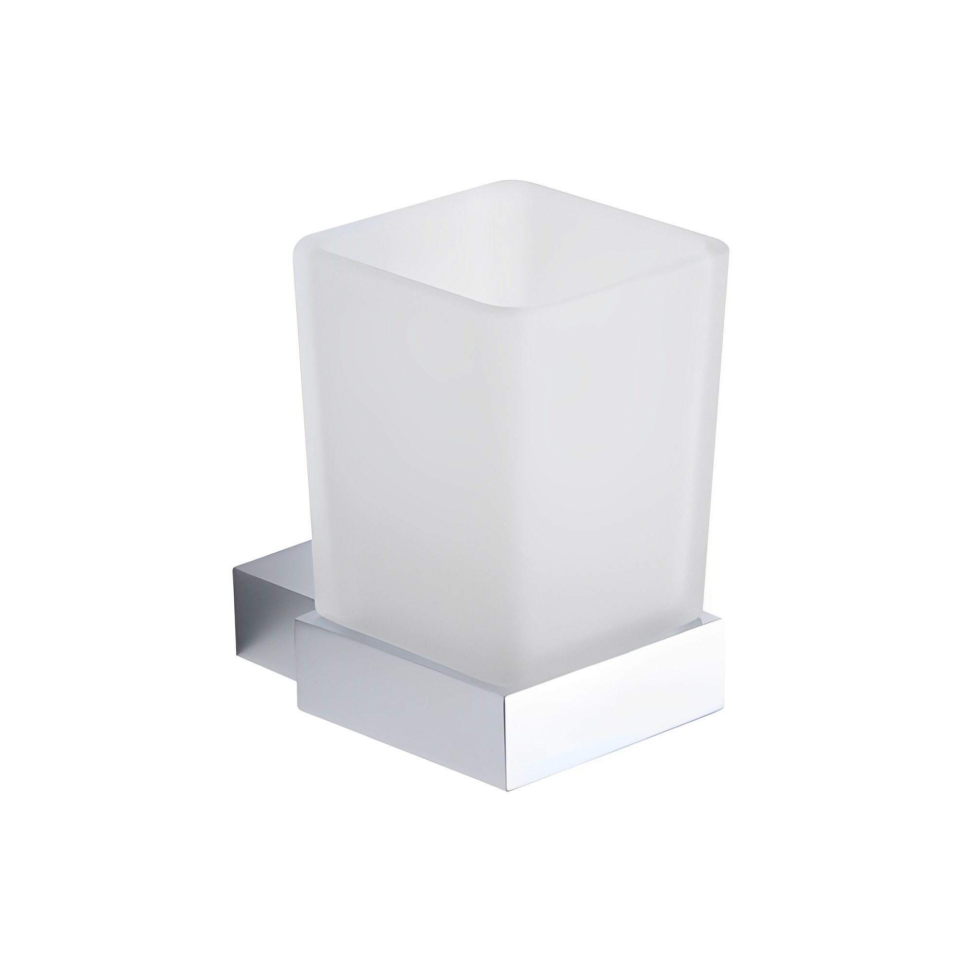OJ-G1412L suporte de copo quadrado montado na parede com conjunto de copo de vidro fosco para acessórios de banheiro de latão